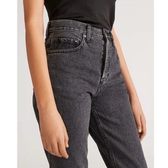 Everlane The 90’s Cheeky Jean Cropped Ankle Raw Hem Frayed Edge Black Gray 27 - Picture 6 of 15
